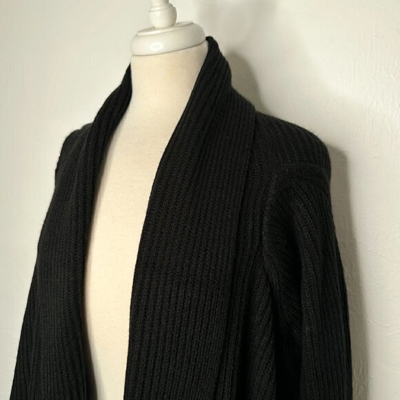 Joan Rivers NEW Plush Ribbed Waterfall Front Cardigan Black Small NWOT - Picture 4 of 6